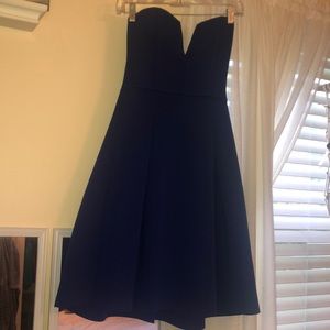 Blue strapless dress